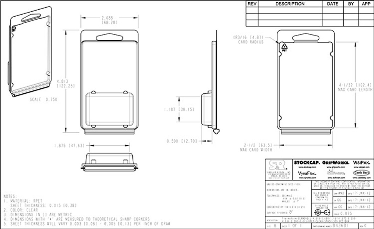843681 - Stock Clamshell Packaging Technical Drawing